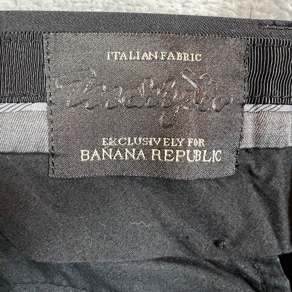 Banana Republic Pants Mens 33x33.5 Black Tailored Slim Fit Italian Fabric Work - Picture 7 of 11